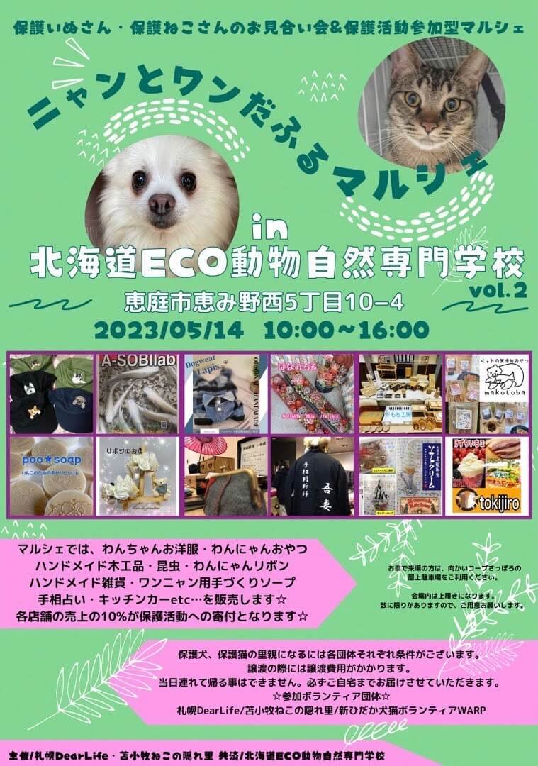 ニャンとワンだふるマルシェ IN 北海道ECO動物自然専門学校vol.2の画像